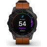 Часы GARMIN EPIX (2ND GENERATION) SAPPHIRE BLACK TITANIUM WITH CHESTNUT LEATHER STRAP 47 мм