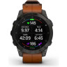 Часы GARMIN EPIX (2ND GENERATION) SAPPHIRE BLACK TITANIUM WITH CHESTNUT LEATHER STRAP 47 мм