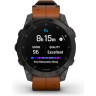 Часы GARMIN EPIX (2ND GENERATION) SAPPHIRE BLACK TITANIUM WITH CHESTNUT LEATHER STRAP 47 мм