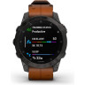 Часы GARMIN EPIX (2ND GENERATION) SAPPHIRE BLACK TITANIUM WITH CHESTNUT LEATHER STRAP 47 мм
