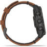 Часы GARMIN EPIX (2ND GENERATION) SAPPHIRE BLACK TITANIUM WITH CHESTNUT LEATHER STRAP 47 мм
