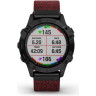 Часы GARMIN FENIX 6 SAPPHIRE BLACK DLC WITH HEATHERED RED NYLON BAND