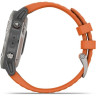 Часы GARMIN FENIX 6 SAPPHIRE TITANIUM GRAY SILVER WITH ORANGE BAND