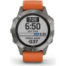 Часы GARMIN FENIX 6 SAPPHIRE TITANIUM GRAY SILVER WITH ORANGE BAND