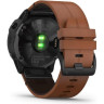 Часы GARMIN FENIX 6X SAPPHIRE BLACK DLC WITH CHESTNUT LEATHER BAND