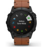 Часы GARMIN FENIX 6X SAPPHIRE BLACK DLC WITH CHESTNUT LEATHER BAND