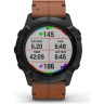Часы GARMIN FENIX 6X SAPPHIRE BLACK DLC WITH CHESTNUT LEATHER BAND