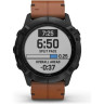 Часы GARMIN FENIX 6X SAPPHIRE BLACK DLC WITH CHESTNUT LEATHER BAND
