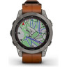 Часы GARMIN FENIX 7 – SAPPHIRE SOLAR EDITION TITANIUM WITH CHESTNUT LEATHER BAND