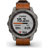 Часы GARMIN FENIX 7 – SAPPHIRE SOLAR EDITION TITANIUM WITH CHESTNUT LEATHER BAND