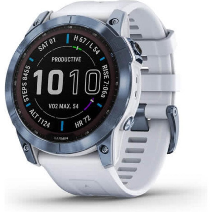 Часы GARMIN FENIX 7X SAPPHIRE SOLAR MINERAL BLUE DLC TITANIUM WITH WHITESTONE BAND