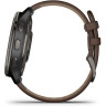 Часы GARMIN VENU 2 PLUS BLUE-GRAY STAINLESS STEEL BEZEL WITH BLUE-GRAY ENVELOPE AND BROWN LEATHER STRAP