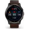 Часы GARMIN VENU 2 PLUS BLUE-GRAY STAINLESS STEEL BEZEL WITH BLUE-GRAY ENVELOPE AND BROWN LEATHER STRAP