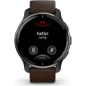 Часы GARMIN VENU 2 PLUS BLUE-GRAY STAINLESS STEEL BEZEL WITH BLUE-GRAY ENVELOPE AND BROWN LEATHER STRAP