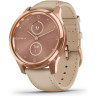 Часы GARMIN VIVOMOVE LUXE розовое золото PVD 18K со светло-песочным ремешком из итальянской кожи