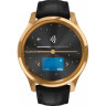 Часы GARMIN VIVOMOVE LUXE золотистые черные с кожаным ремешком