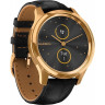Часы GARMIN VIVOMOVE LUXE золотистые черные с кожаным ремешком
