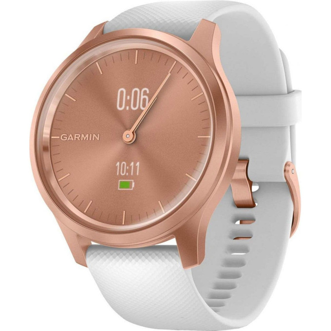 Часы GARMIN VIVOMOVE STYLE розовое золото с белым силиконовым ремешком