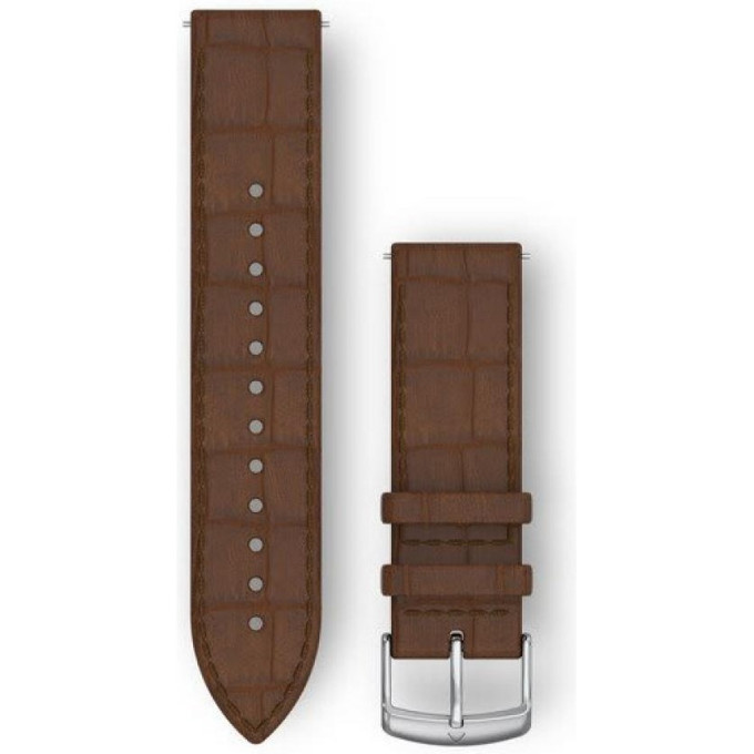 Ремешок GARMIN QUICK RELEASE BANDS (20 MM) DARK BROWN EMBOSSED ITALIAN LEATHER WITH SILVER HARDWARE
