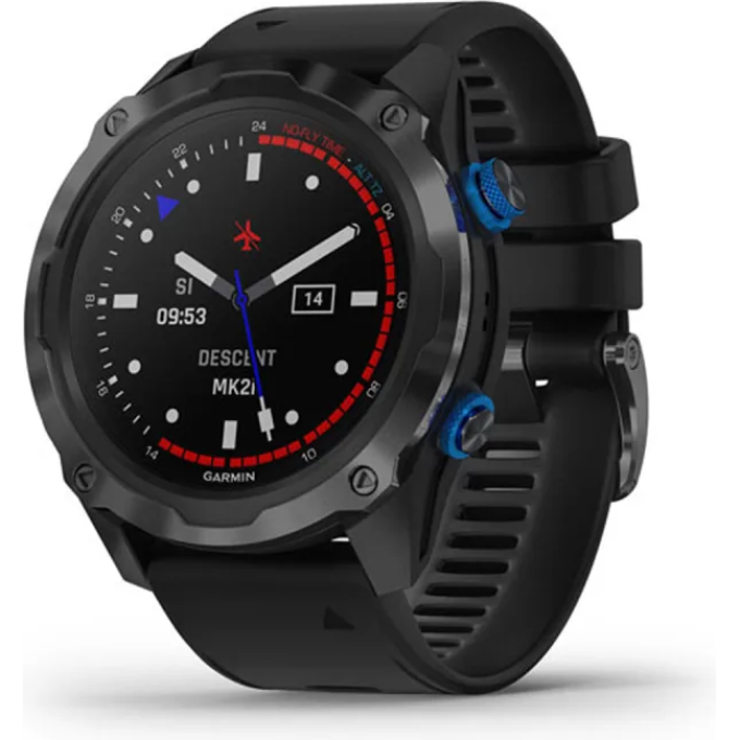 Смарт-часы GARMIN DESCENT Mk2i Titanium Carbon Grey DLC с черным ремешком