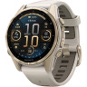 Смарт-часы GARMIN FENIX 8 – 43 мм, AMOLED Sapphire, золотистые с силиконовым ремешком цвета туманный серый/темный песчаник