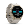 Смарт-часы GARMIN FENIX 8 AMOLED (43 мм) Sapphire золотистий/известняково-серый кожаный ремешок