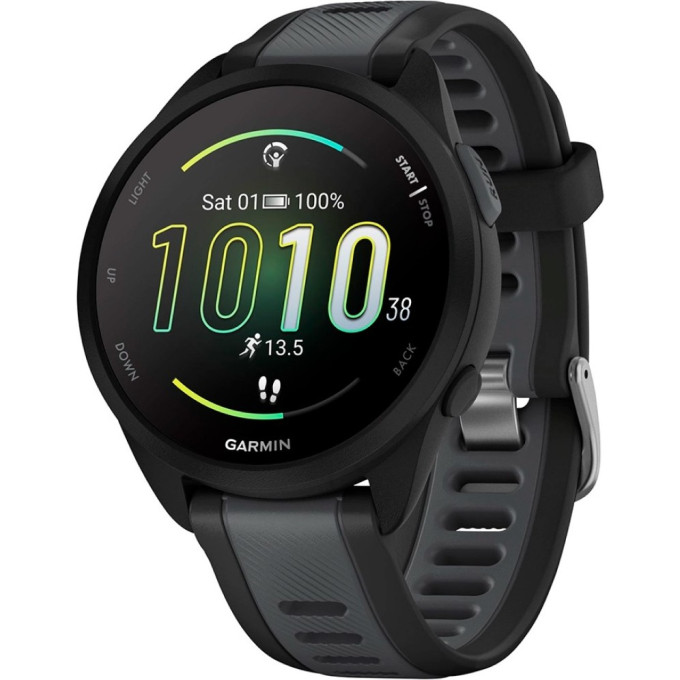 Смарт-часы GARMIN FORERUNNER 165 MUSIC, черный/сланцево-серый силиконовый ремешок