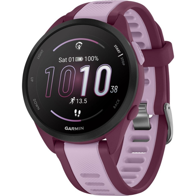 Смарт-часы GARMIN FORERUNNER 165 MUSIC, силиконовый ремешок ягодно-сиреневый