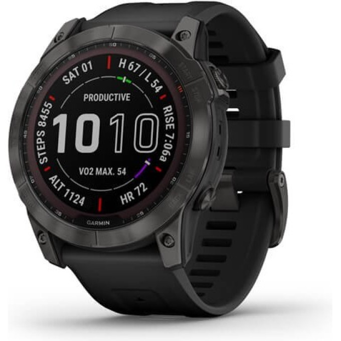 Часы GARMIN FENIX 7 Sapphire карбон серый с силиконовым ремешком