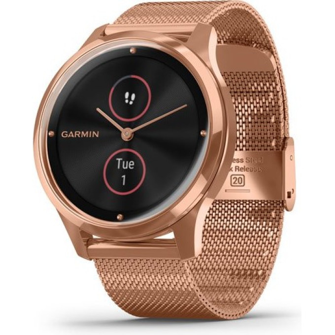 Часы GARMIN VIVOMOVE LUXE розовое золото PVD 18K с ремешком 